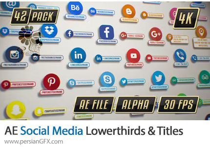 دانلود پروژه افترافکت 42 تایتل و زیرنویس آماده شبکه های اجتماعی - Social Media Lowerthirds & Titles