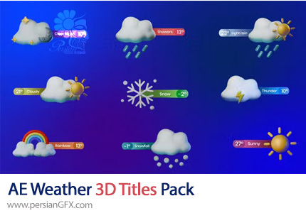 دانلود پروژه افترافکت پک عناوین سه بعدی آب و هوا + آموزش - Weather 3D Titles Pack
