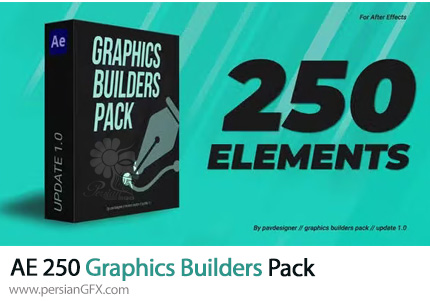 دانلود پروژه افترافکت 250 المان موشن برای ساخت موشن گرافیک + آموزش - Graphics Builders Pack