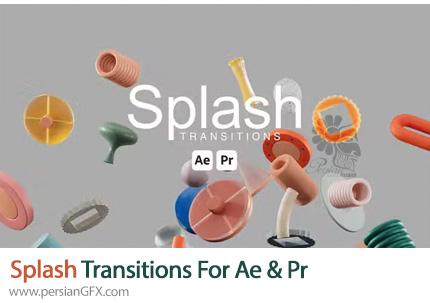 دانلود پک ترانزیشن اسپلش مایع برای افترافکت و پریمیر + آموزش - Splash Transitions