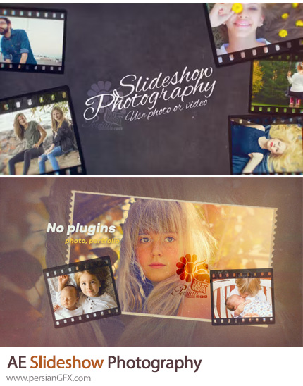 دانلود پروژه افترافکت اسلایدشو فتوگرافی با فریم و نوار فیلم - Slideshow Photography