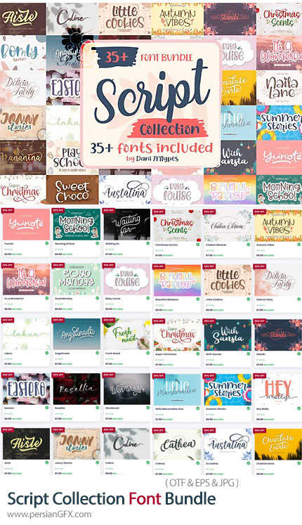 دانلود 36 فونت انگلیسی با طراحی ویژه - Script Collection Font Bundle