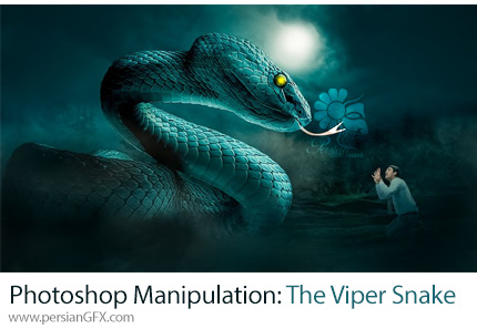 آموزش دستکاری پیشرفته تصویر مار افعی در فتوشاپ - Advanced Manipulation Course The Viper Snake