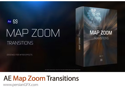 دانلود پروژه افترافکت ترانزیشن بزرگنمایی روی نقشه + آموزش - Map Zoom Transitions