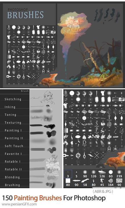 دانلود بیش از 150 براش فتوشاپ نقاشی - Painting Brushes For Photoshop