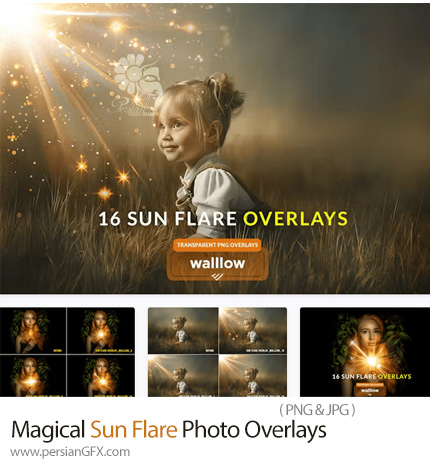 دانلود تصاویر پوششی PNG نورهای خورشید جادویی - Magical Sun Flare Transparent Photo Overlays