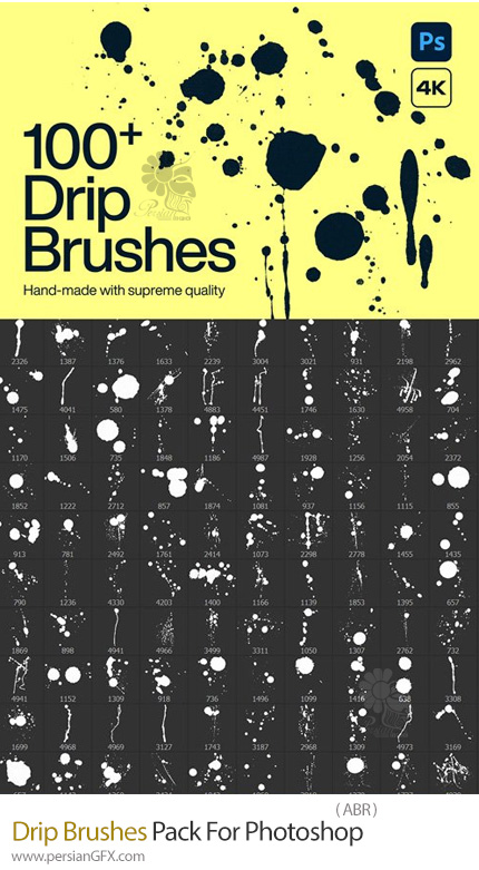 دانلود بیش از 100 براش فتوشاپ قطرات جوهر، رنگ و آبرنگ - Drip Brushes Pack For Photoshop