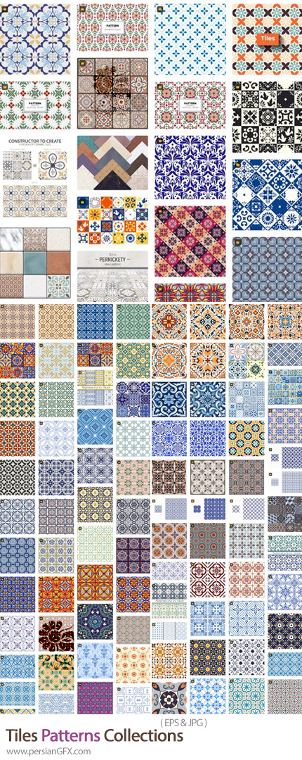 دانلود مجموعه پترن های کاشی کاری با طرح های متنوع - Tiles Patterns Collections