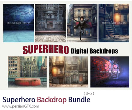 دانلود مجموعه بک دراپ های دیجیتالی ابر قهرمان - Superhero Backdrop Bundle