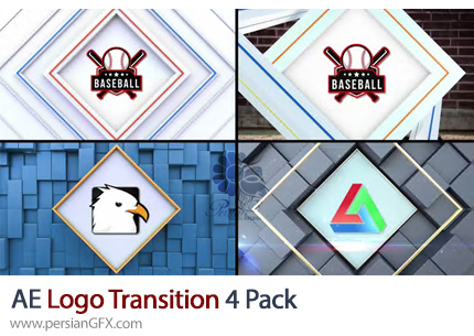 دانلود پروژه افترافکت 4 ترانزیشن نمایش لوگو + آموزش - Logo Transition (4-pack)