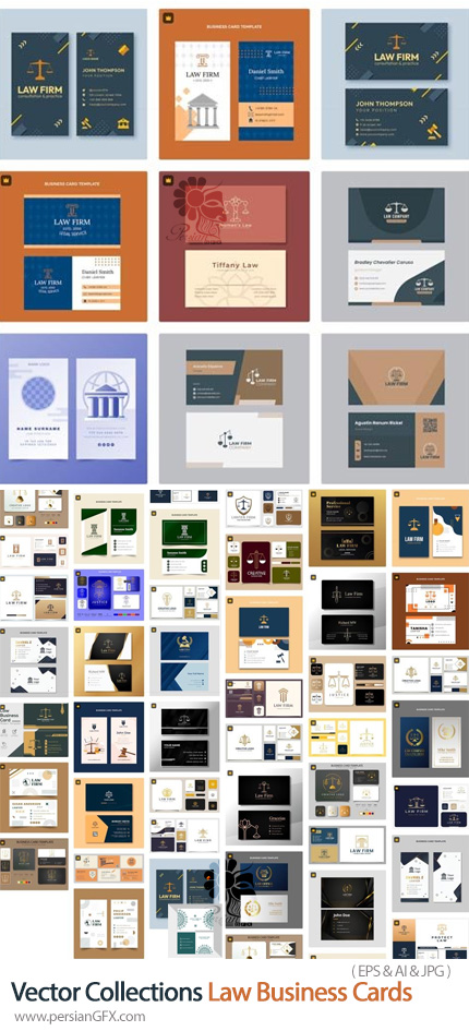 دانلود 110 وکتور کارت ویزیت وکالت با طرح های متنوع - Law Business Cards