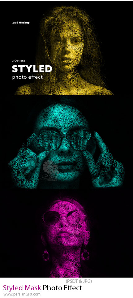 دانلود افکت لایه باز ایجاد ماسک های استایل دهی شده بر روی تصاویر - Styled Mask Photo Effect