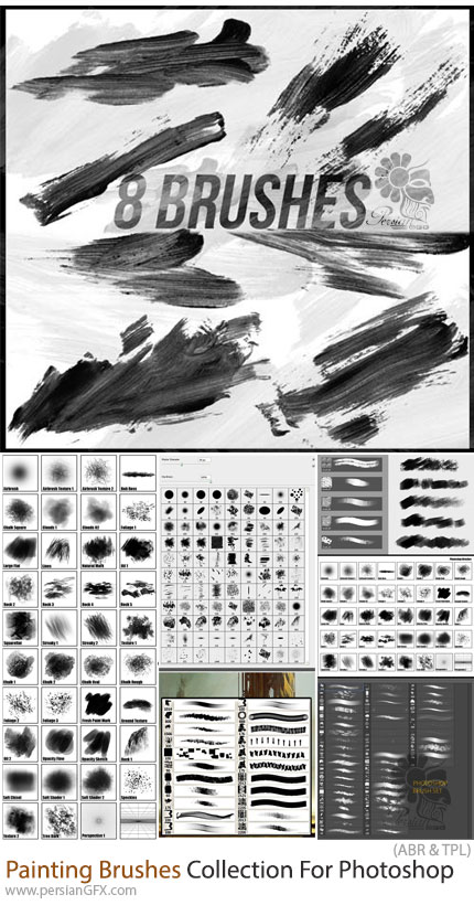 دانلود بیش از 200 براش فتوشاپ نقاشی متنوع - Painting Brushes Collection For Photoshop