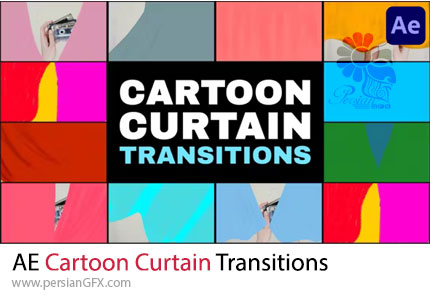دانلود پروژه افترافکت ترانزیشن پرده های کارتونی + آموزش - Cartoon Curtain Transitions