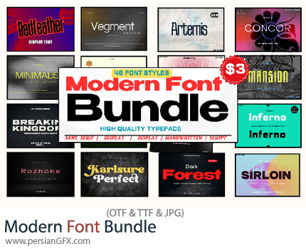 دانلود 48 فونت انگلیسی با طراحی مدرن - Modern Font Bundle