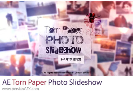 دانلود پروژه افترافکت اسلایدشو با باز شدن کاغذ مچاله + آموزش - Torn Paper Photo Slideshow