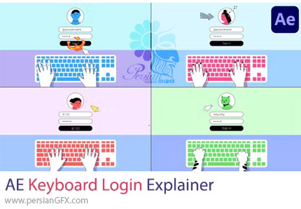 دانلود پروژه افترافکت انیمیشن لاگین شدن یا ورود به سیستم با کیبورد + آموزش - Keyboard Login Explainer