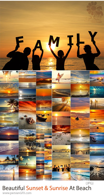 دانلود 66 عکس با کیفیت غروب زیبا و طلوع خورشید در ساحل - Beautiful Sunset And Sunrise At Beach