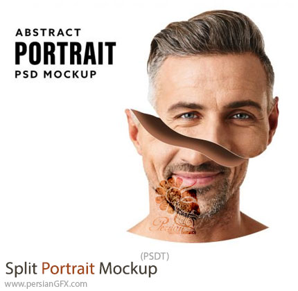 دانلود موکاپ لایه باز پرتره جدا شده - Split Portrait Mockup