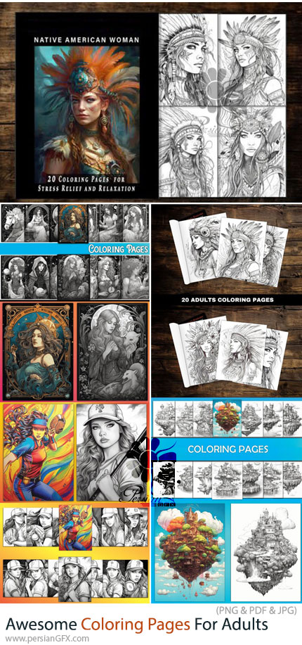 دانلود 60 طرح رنگ آمیزی حرفه ای برای بزرگسالان - Awesome Coloring Pages Collection For Adults