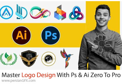 آموزش تکنیک های طراحی لوگو با فتوشاپ و ایلوستریتور از مقدماتی تا پیشرفته - Master Logo Design With Photoshop Illustrator Zero To Pro