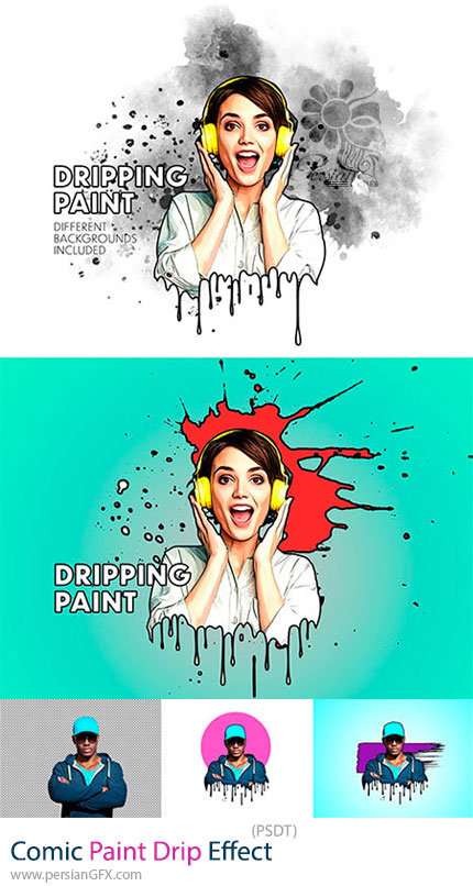 دانلود افکت لایه باز کمیک برای کاور یوتیوب و اینستاگرام - Comic Paint Drip Effect