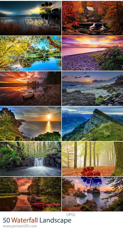 دانلود 50 عکس با کیفیت منظره کوهستانی، دریا و آبشار - Waterfall Landscape