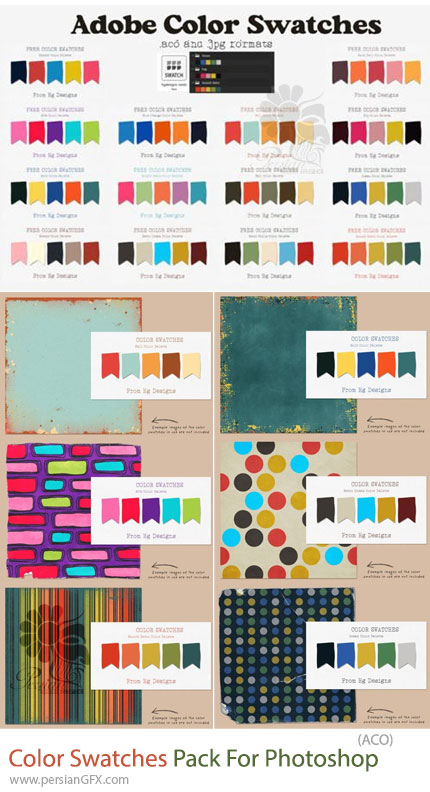 دانلود پک سواچ رنگی برای فتوشاپ - Color Swatches Pack For Photoshop