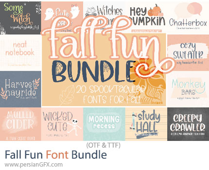 دانلود پک فونت انگلیسی جذاب برای طرح های پاییزی - Fall Fun Font Bundle