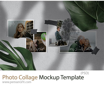 دانلود قالب موکاپ کلاژ عکس - Photo Collage Mockup Template