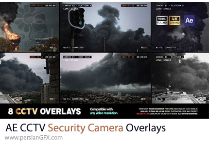 دانلود پروژه افترافکت افکت پوششی دوربین مداربسته امنیتی + آموزش - CCTV Security Camera Overlays