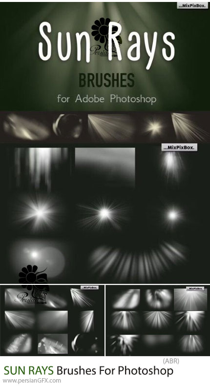 دانلود 26 براش فتوشاپ تابش نور خورشید - SUN RAYS Brushes For Adobe Photoshop