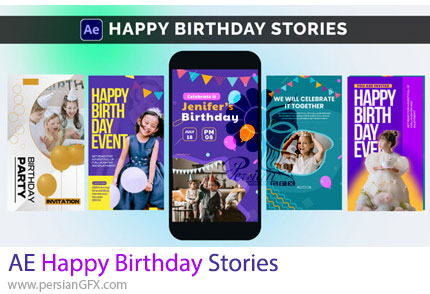 دانلود پروژه افترافکت استوری اینستاگرام مراسم تولد + آموزش - Happy Birthday Stories