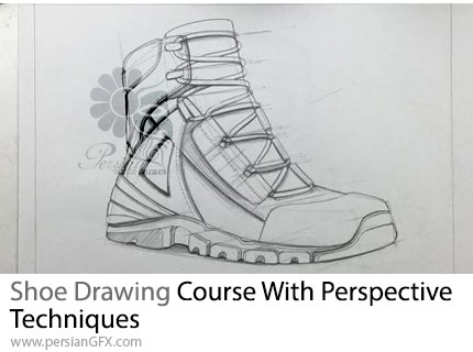 آموزش طراحی کفش با تکنیک های پرسپکتیو - Shoe Drawing Course With Perspective Techniques
