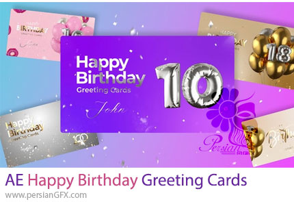 دانلود پروژه افترافکت 7 کارت تبریک دیجیتال تولد - Happy Birthday Greeting Cards
