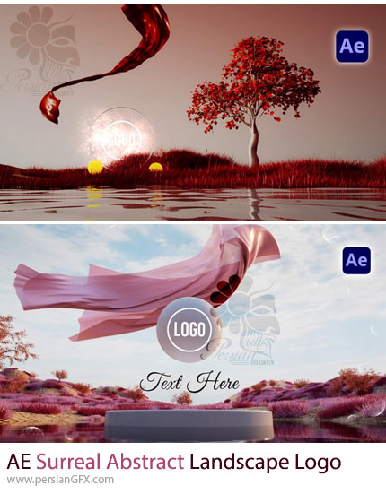 دانلود 2 پروژه افترافکت نمایش لوگوی سورئال انتزاعی + آموزش - Surreal Abstract Landscape Logo