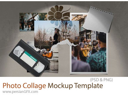 دانلود قالب موکاپ کلاژ عکس - Photo Collage Mockup Template