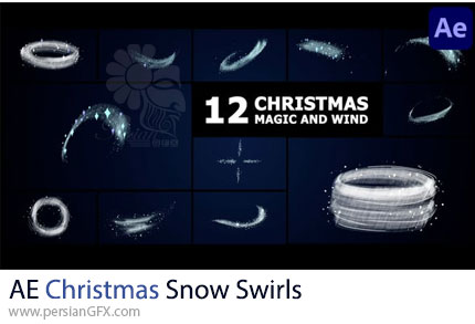 دانلود پروژه افترافکت انیمیشن چرخش برف و بادهای یخی برای کریسمس + آموزش - Christmas Snow Swirls