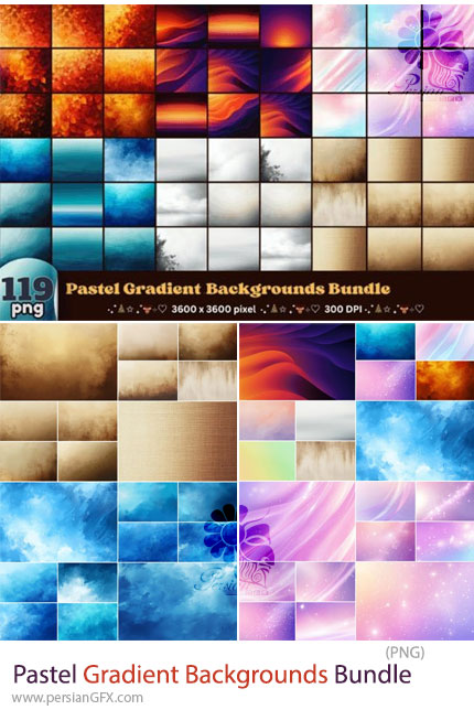 دانلود مجموعه بک گراندهای گرادینت پاستلی - Pastel Gradient Backgrounds Bundle