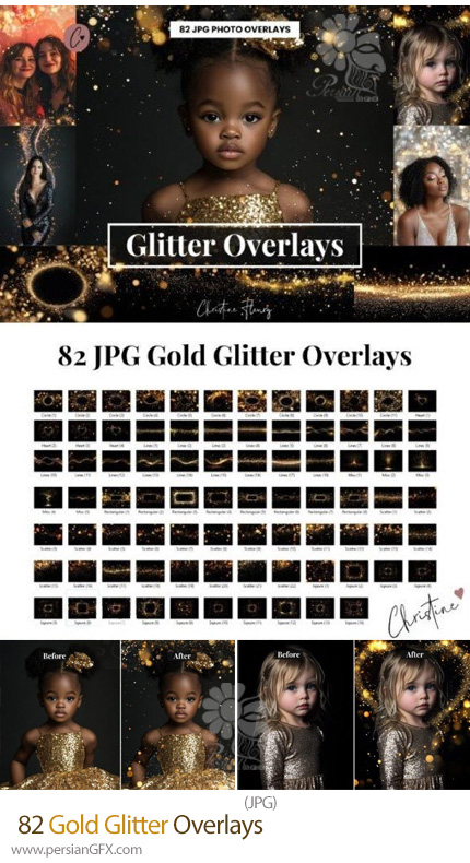 دانلود 82 تصویر پوششی ذرات طلایی درخشان - Gold Glitter Overlays