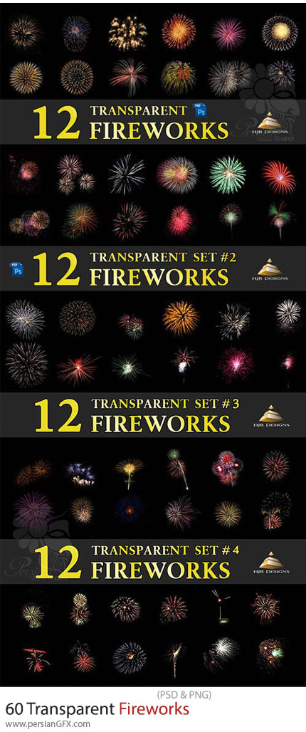 دانلود افکت لایه باز و کلیپ آرت آتش بازی - Transparent Fireworks