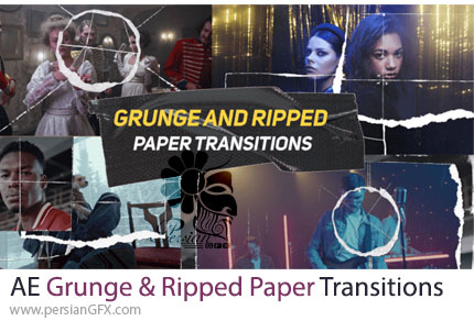 دانلود پروژه افترافکت ترانزیشن کاغذ پاره و گرانج + آموزش - Grunge And Ripped Paper Transitions