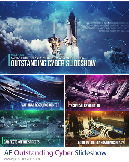 دانلود پروژه افترافکت اسلایدشو مدرن با افکت سایبری + آموزش - Outstanding Cyber Slideshow