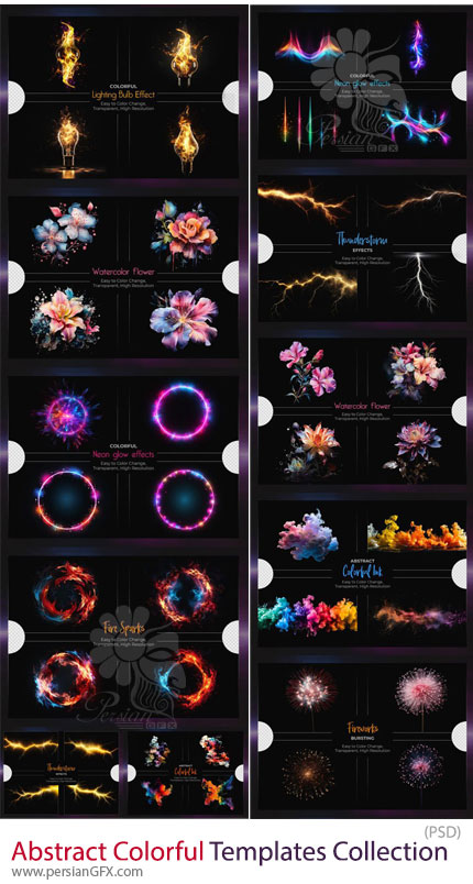 دانلود بیش از 40 قالب لایه باز طرح های رنگی انتزاعی - Abstract Colorful Templates Collection