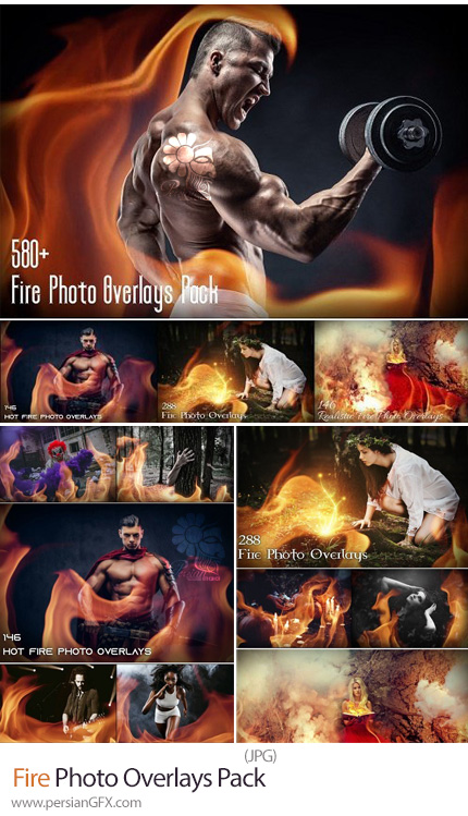 دانلود بیش از 580 تصویر پوششی آتش با مدل های مختلف - Fire Photo Overlays Pack