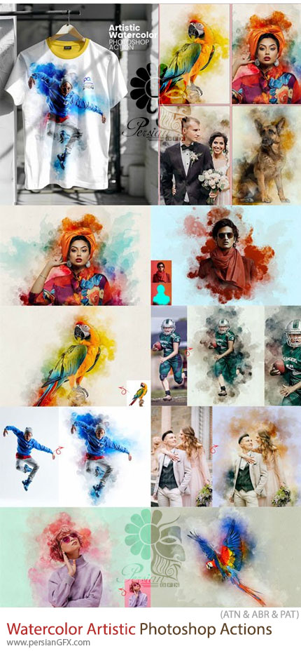دانلود مجموعه اکشن فتوشاپ تبدیل تصاویر به نقاشی هنری آبرنگی - Watercolor Artistic Photoshop Actions