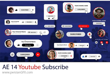دانلود پروژه افترافکت دکمه های ساب اسکرایب یوتبوب + آموزش - Youtube Subscribe