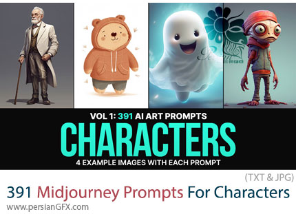 دانلود 391 پرامپت میدجورنی برای طراحی کاراکتر - Midjourney Prompts For Characters