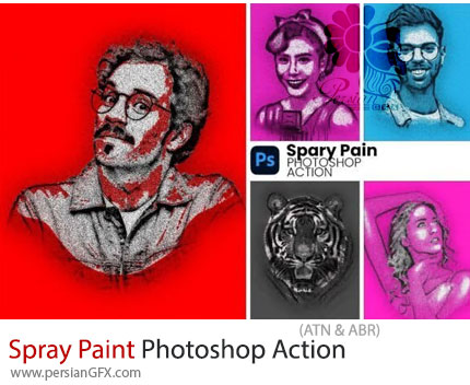 دانلود اکشن فتوشاپ تبدیل تصاویر به نقاشی حرفه ای با اسپری - Spray Paint Photoshop Action