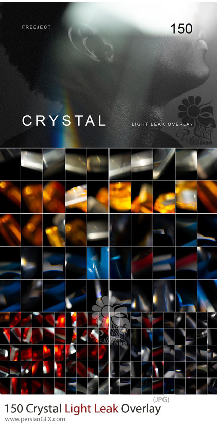 دانلود 150 افکت پوششی نورهای کریستالی - Crystal Light Leak Overlay